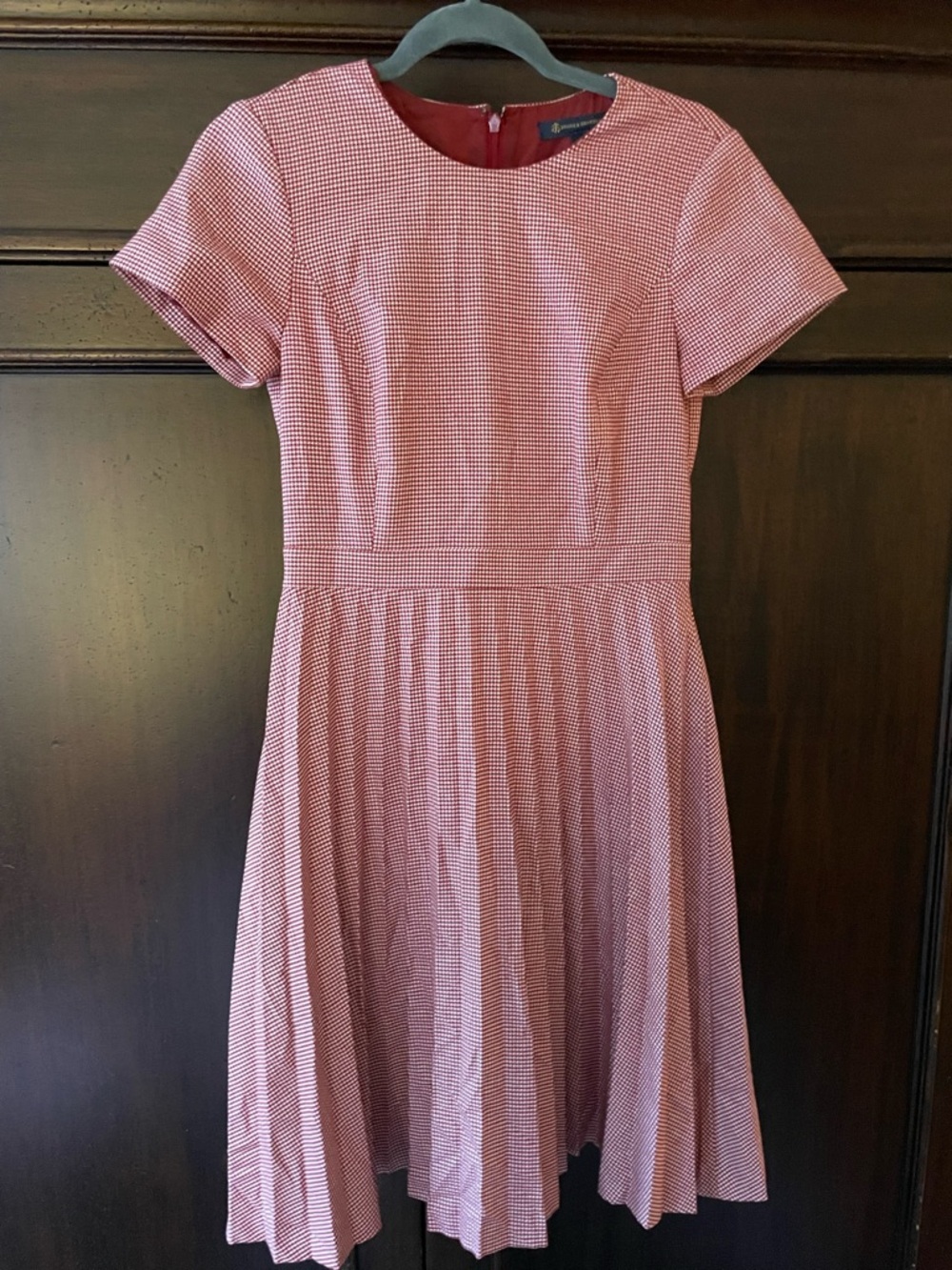 Red Gingham Fit & Flare Wool Dress